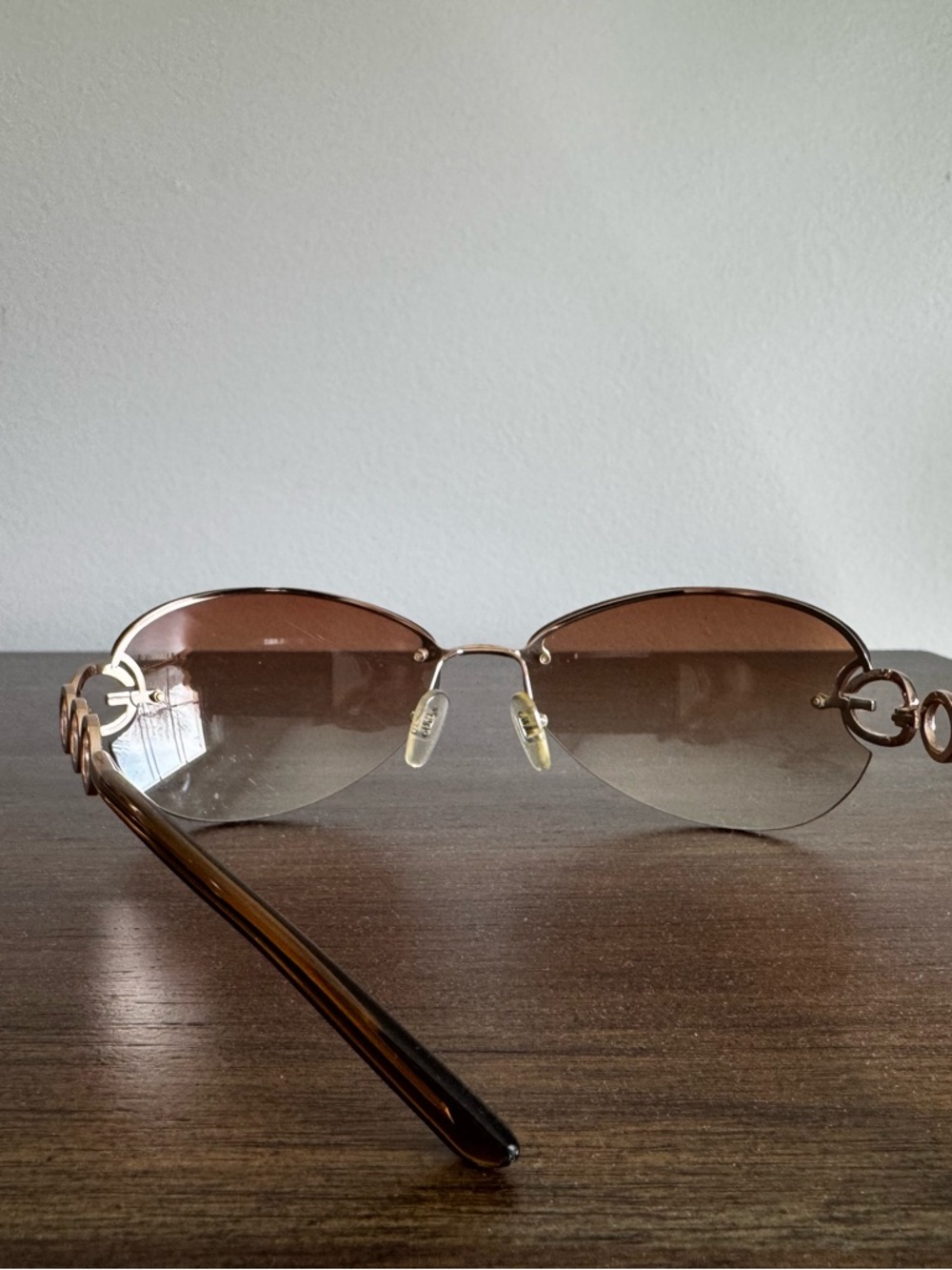 Guess Gold-Accent Rimless Sunglasses with Brown Lenses - Picture 3 of 7